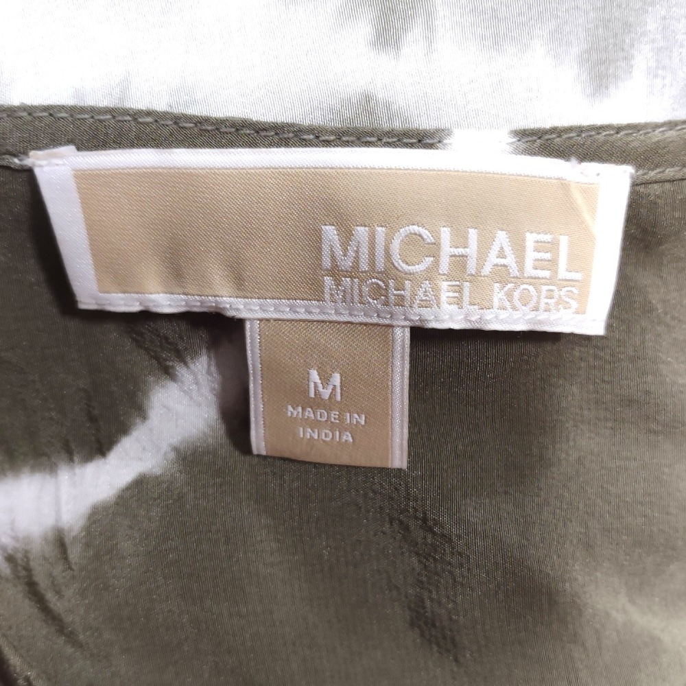 Michael Kors Women's M Silk Tie Dye Sleeveless Tank‎ Top Green Orange White - Picture 3 of 6
